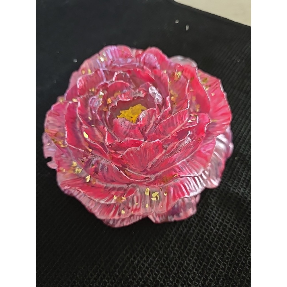 Resin 6 Inch Pink Gold Peony Flower Decoration Gift. 583